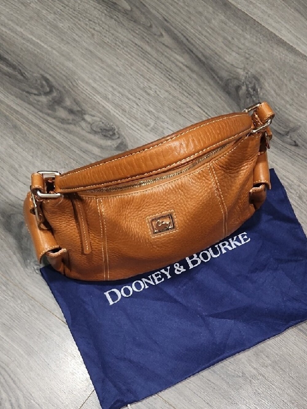 Dooney & Bourke Pebbled Leather Shoulder Bag in Cognac Brown - Picture 2 of 11